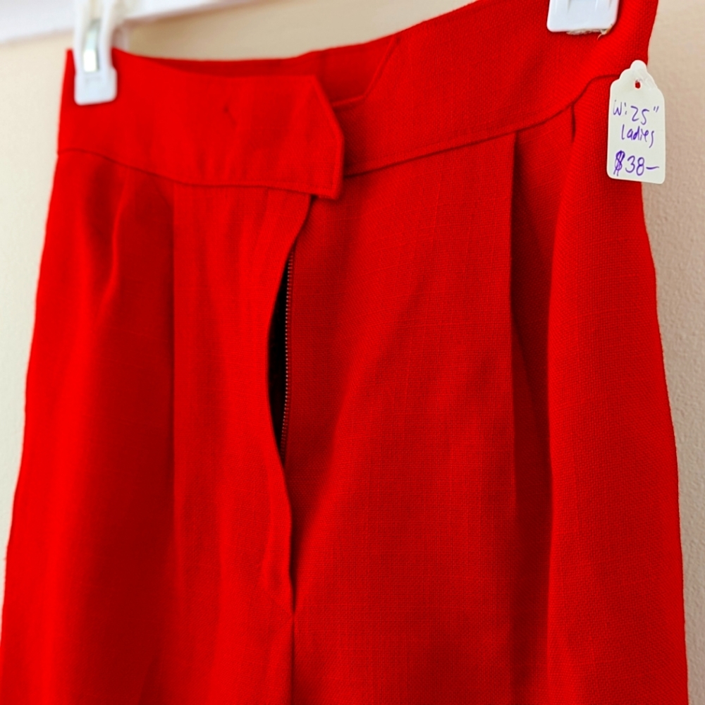Pleated Red Ladies Slacks